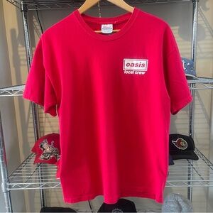 Vintage 90s Oasis Local Crew Box Logo Band T Shirt Men’s Size Large Hanes Tag